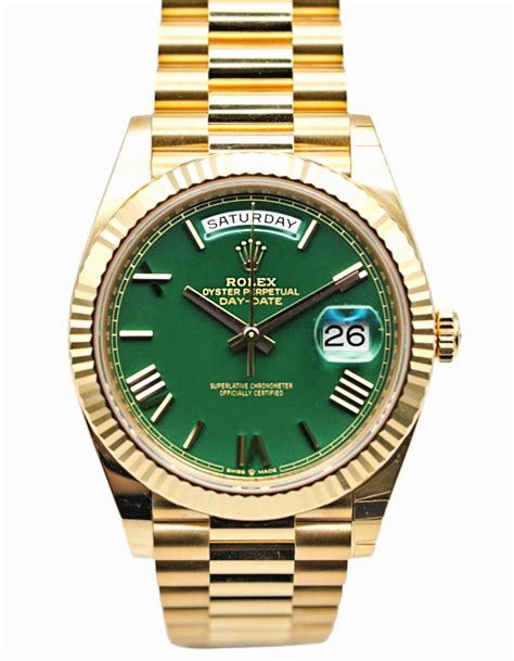 rolex daydate white gold green dial|Rolex Day-Date 228238.